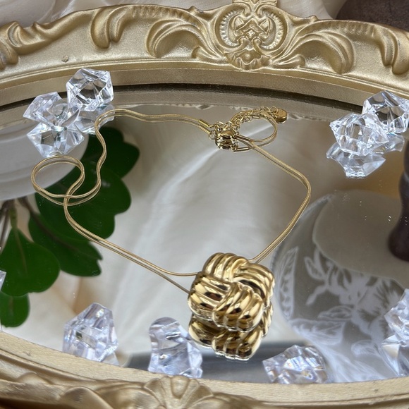 18K Gold Plated Sculptural Knot Pendant Necklace – Stainless Steel - Picture 6 of 9